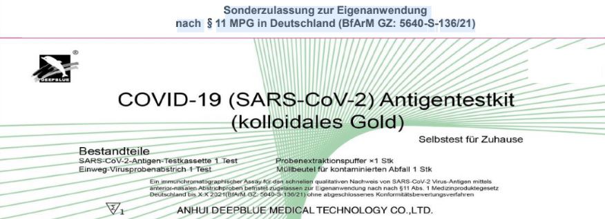 COVID-19 (SARS-CoV-2) Antigentestkit (kolloidales Gold), Nasal BfArM GZ:5640-S-136/21